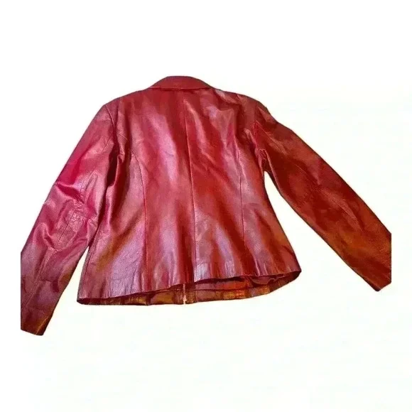 Vintage Jacqueline Ferrar burgundy Leather Jacket women’s Size S  Signs of wear - Picture 3 of 16